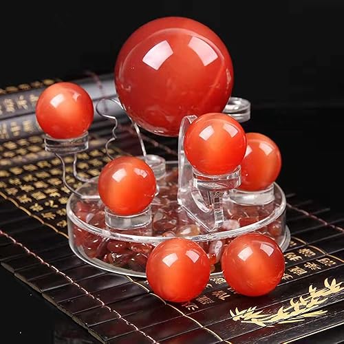 Miniatura 2 de Bolas Baoding de cristal artificial rojo de ojo de tigre de 2 pulgadas, bolas de cristal colorido curativo para terapia de manos, alivio de ansiedad
