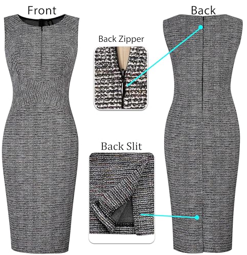 Image of VFSHOW Womens Front Zipper Work Business Office Bodycon Dress Elegant Professional Career Church Party Pencil Sheath Dress