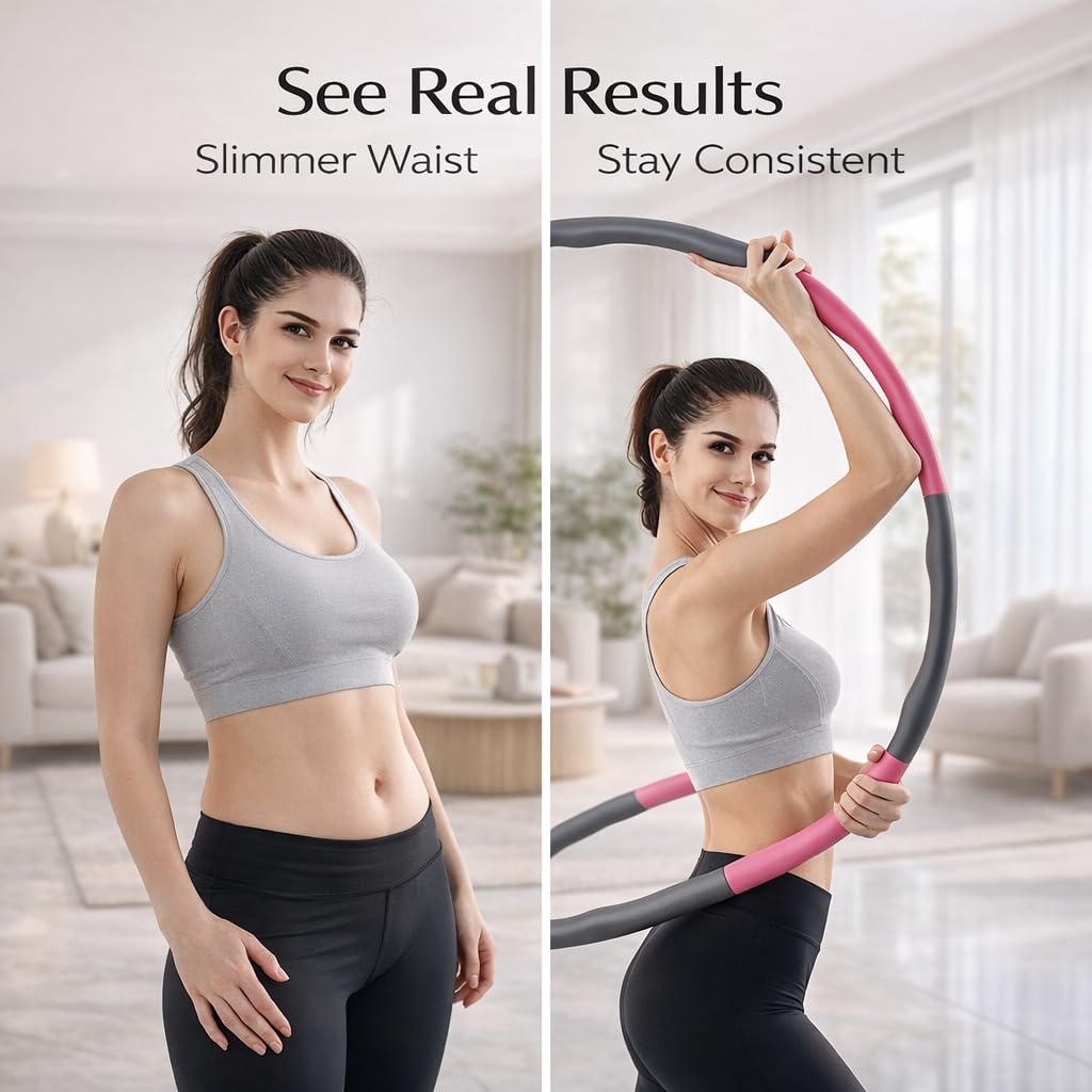 1 KG Weighted Hula Hoop for Adults Fitness Hula Hoop Weight Loss Equipment Hoola Hoops Infinity Exercise Hoops Gym Workout 8 Piece Foam Padded Hoola Ring (1KG Hula Hoop) - Image 7