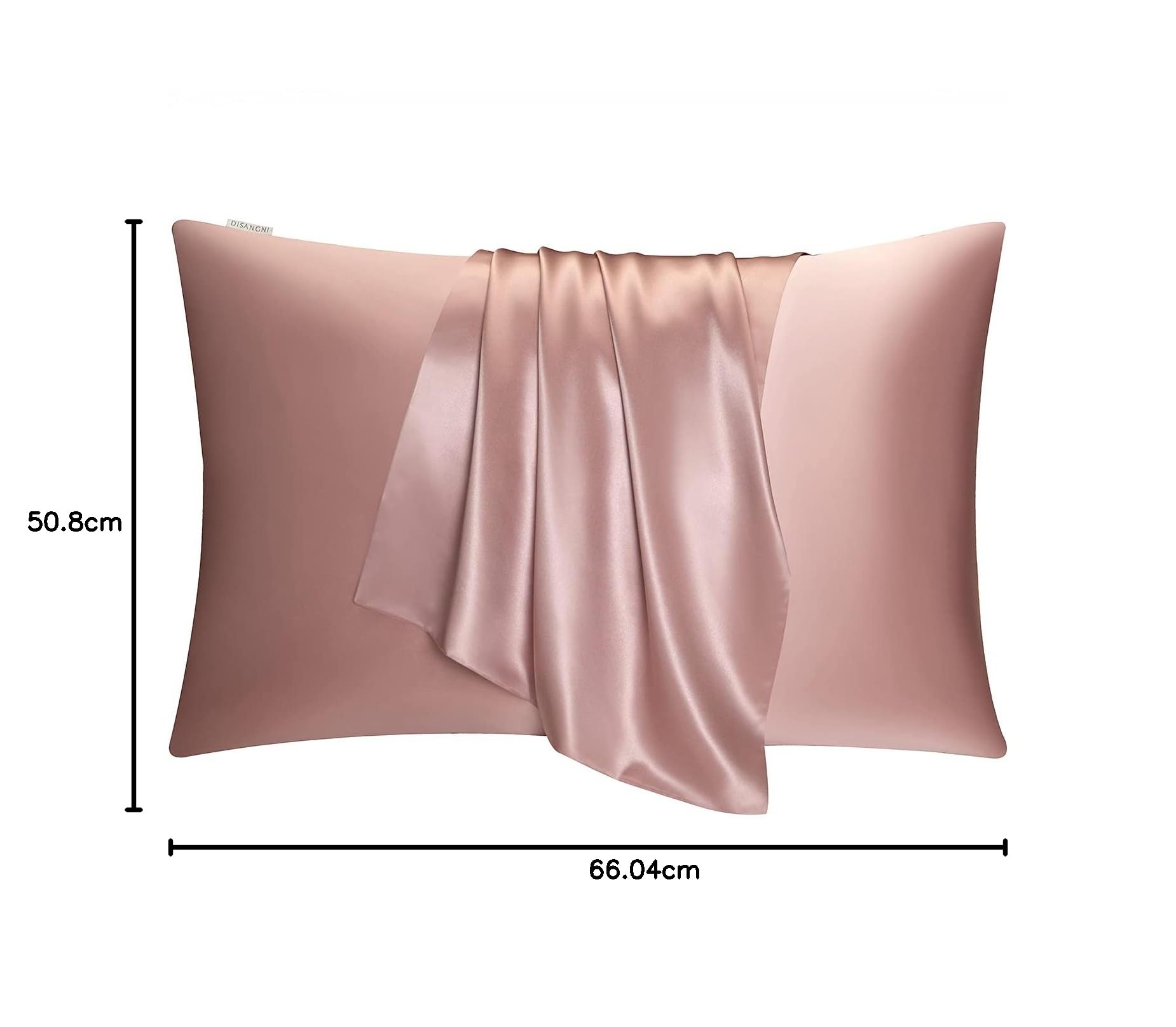 DISANGNI Funda de Almohada de Seda de Morera 100% Natural para Cabello y Piel, con Cremallera Oculta, 22 Momme en Ambos Lados, Funda de Almohada de Seda Real (2 Unidades, 51 x 66 cm, Rosa)
