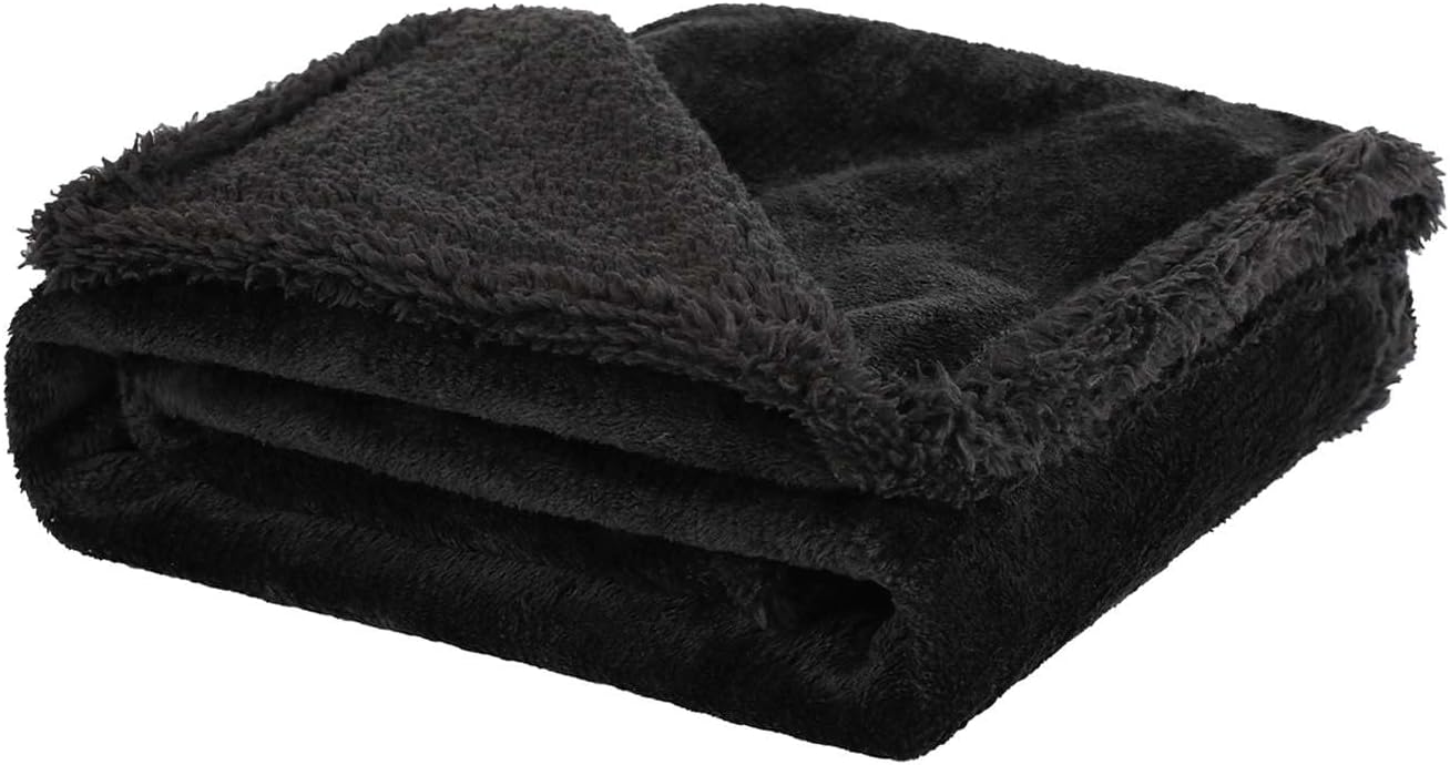 Liveinu Waterproof Dog Bed Cover Blanket Non Slip Soft Plush Couch Cover for Pets Medium Dog Cat Sofa Furniture Protector, Black, 58"x86"