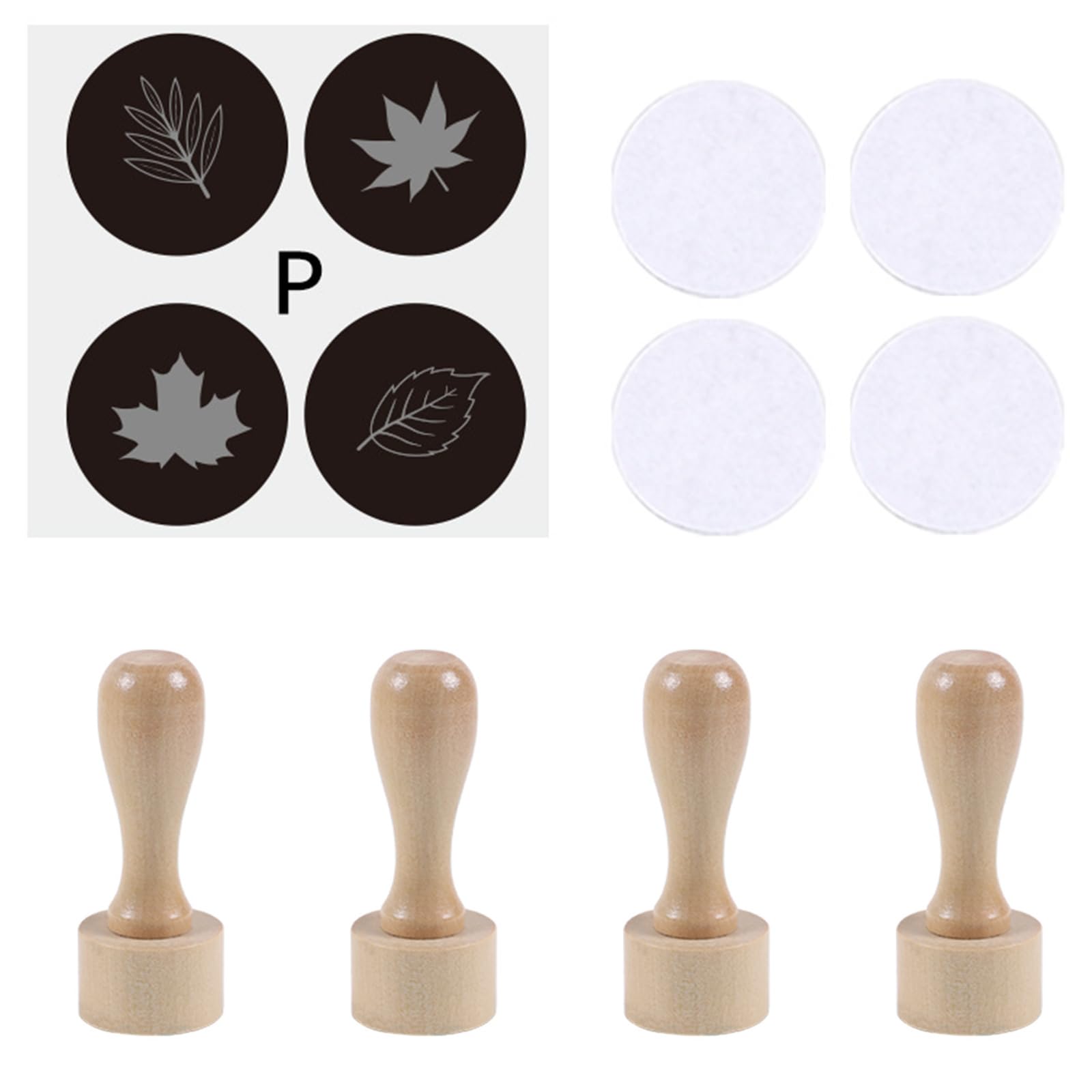 of 4 Artistic Wooden Stamps for Creative Projects Featuring Ergonomic Handle and Customizable Designs Writing Materials Stamps