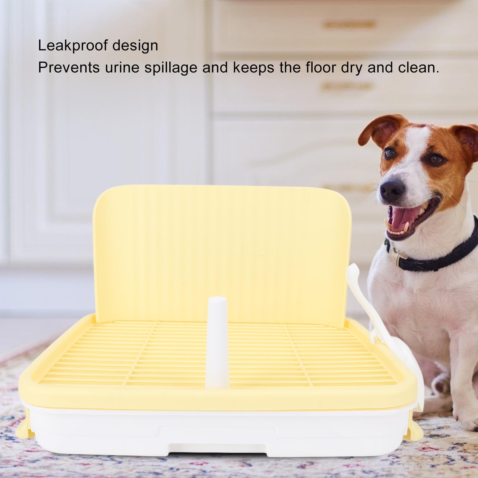 JAOCDOEN Dog Training Toilet with Pee Wall Large Size Easy Cleanup Leakproof Stable Structure Puppy Potty Tray for Medium Large Dogs (Yellow)