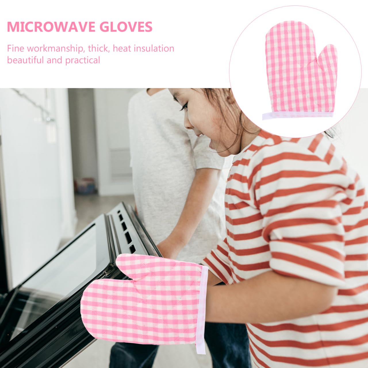 HAES DECO - Set Van 2 Ovenwanten Voor Een Kind - Formaat 12x21 Cm Kleuren Rose Groen Van 100 Katoen Collectie Pastel Nutcracker Ovenhandschoenen