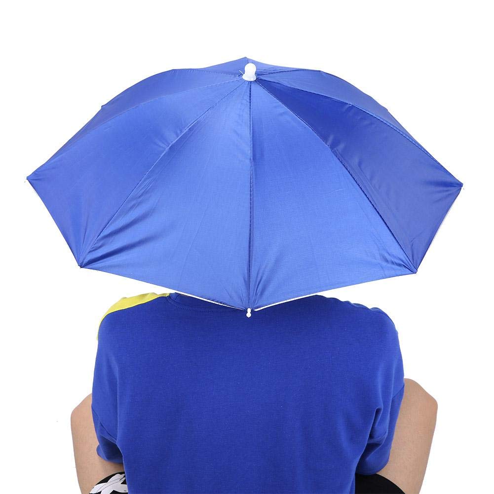 Oasisgalore Umbrella Hat Hand Hat, 65cm Sunscreen Windproof Head Mounted Umbrella Top Folding Hat Umbrella for Fishing Gardening Yard Outdoor Hiking(Royal blue)