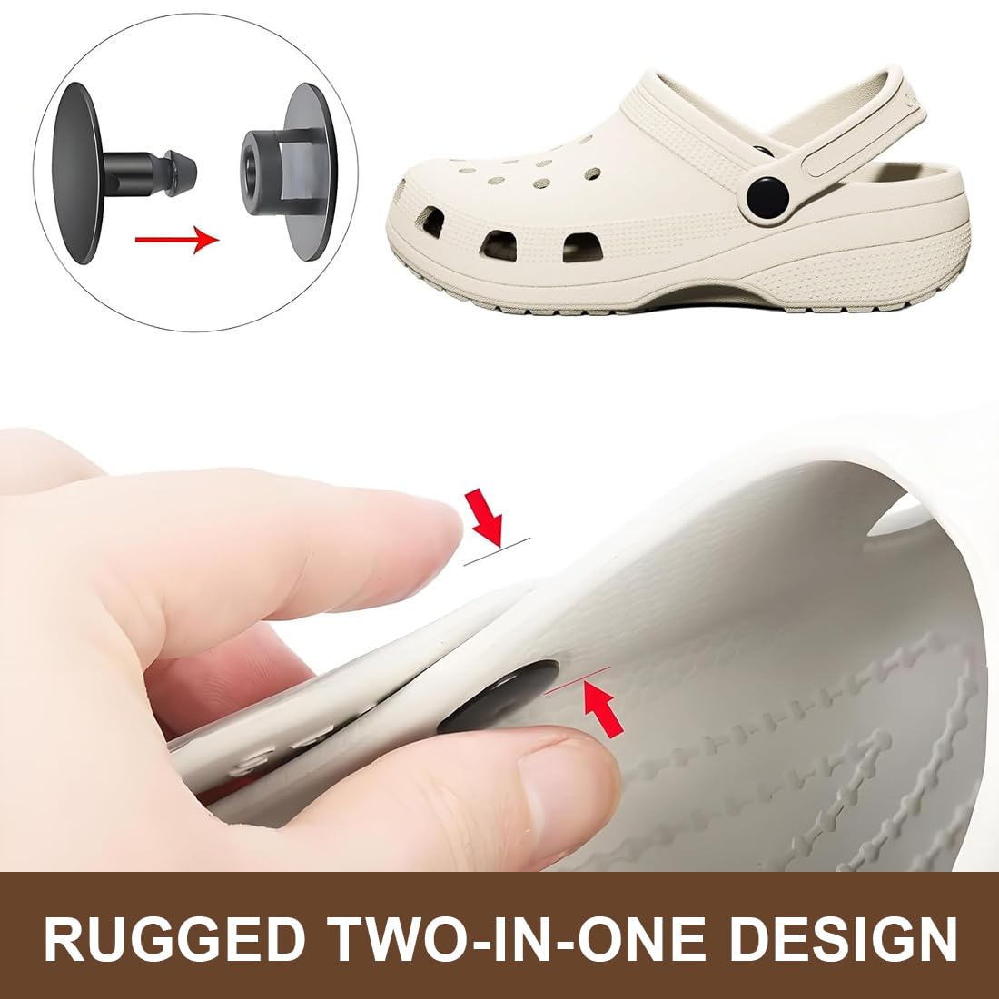 12 Pares de Botones de Repuesto, Remaches y Broches de Presión, Incluye 24 Piezas Macho y Hembra, Compatibles con Sandalias y Zuecos (16mm) (Negro/Blanco) — view 4