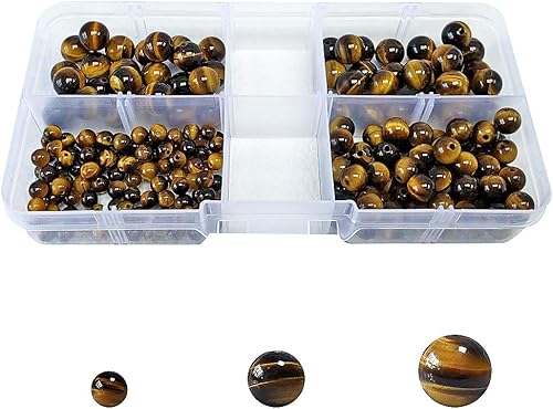 Miniatura 56 de Cuentas de piedra para hacer joyas, piedras preciosas naturales redondas sueltas espaciadoras para pulseras, collares y aretes, Piedra Kit