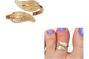 Petite Gold Leaf Toe Ring/Knuckle Ring - 14K Yellow Gold Plated Over...