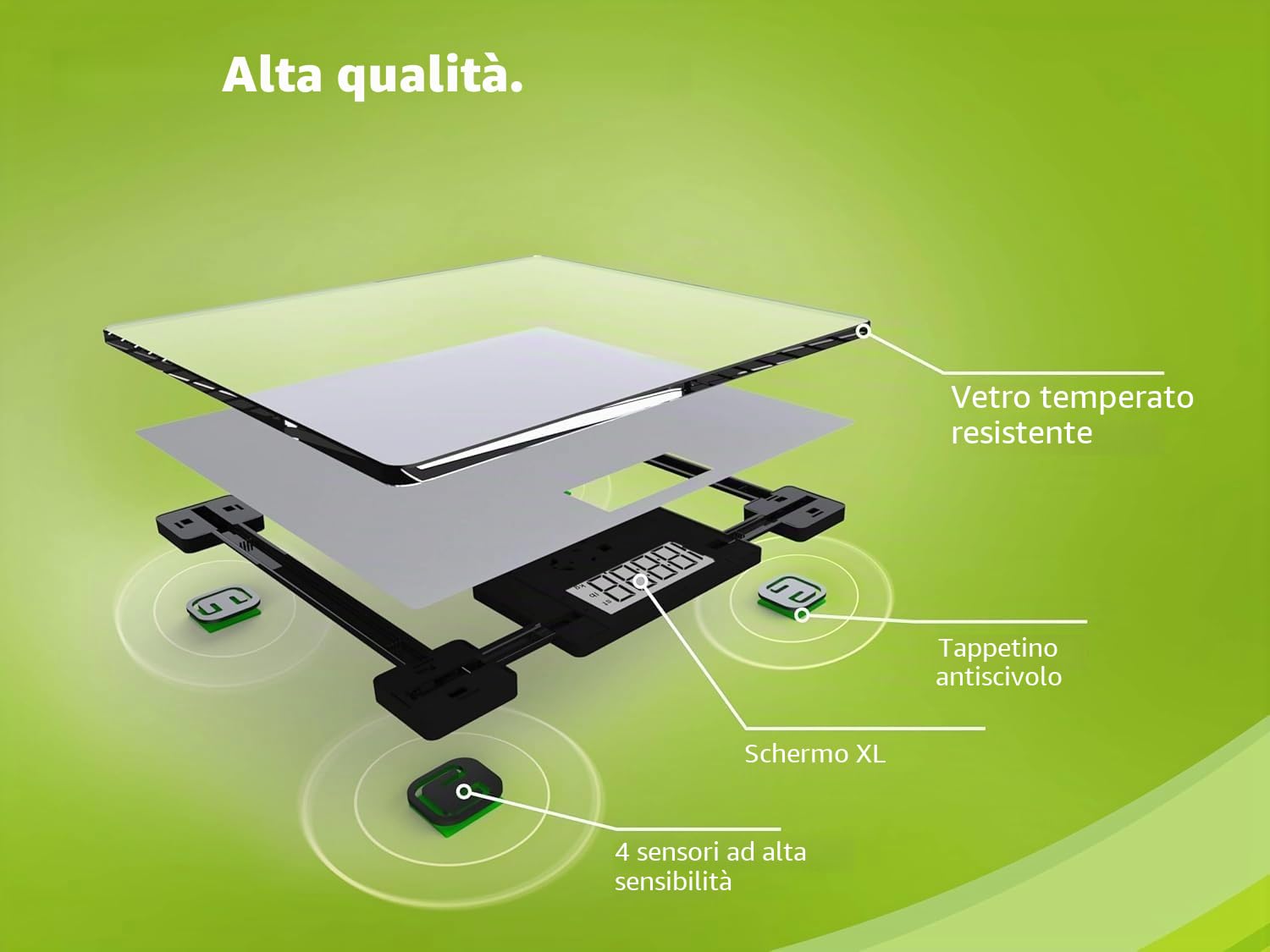 Soehnle Style Sense Compact 300 Bilancia pesapersone digitale display LCD con piedi antiscivolo, Grigio