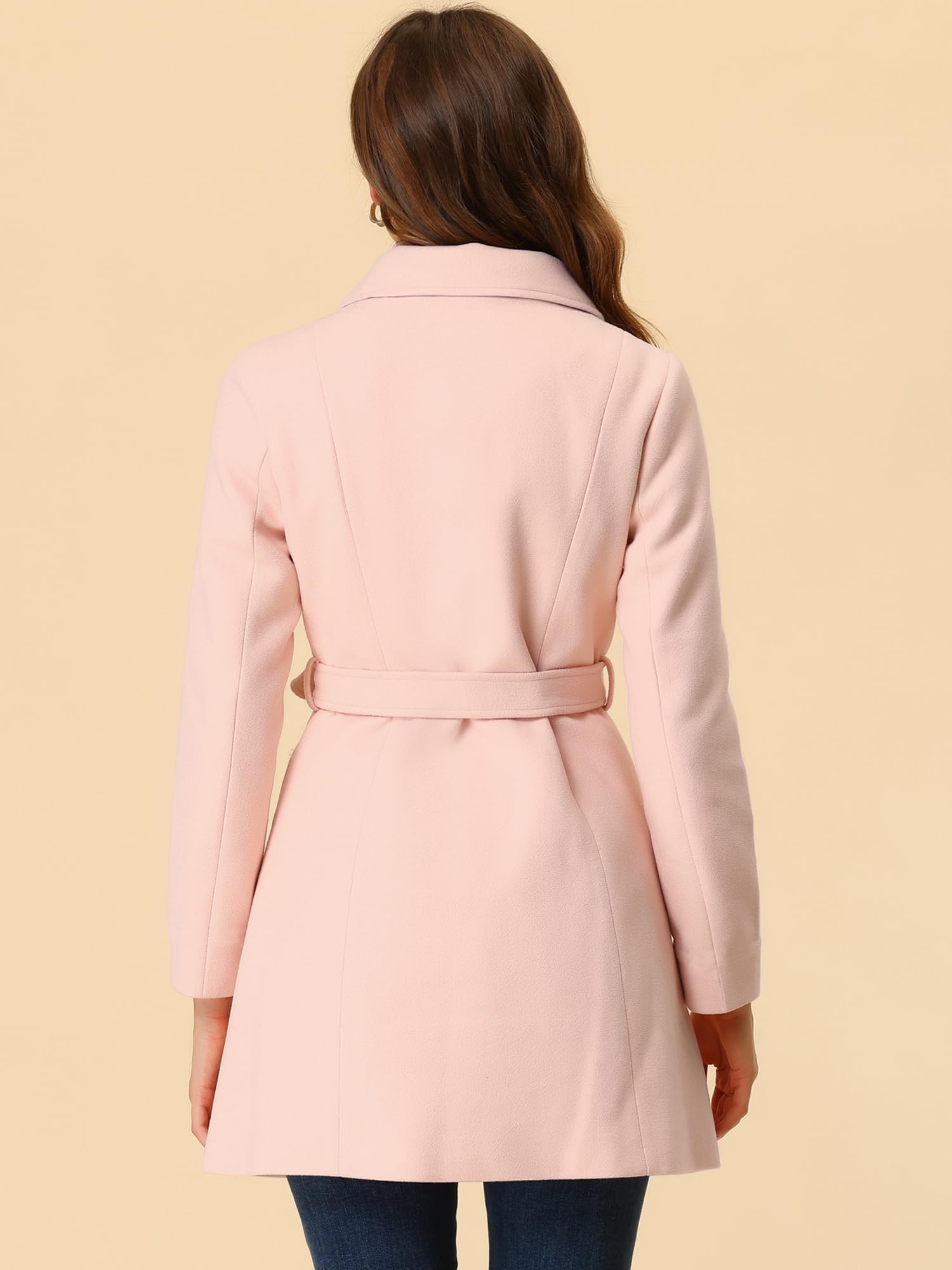 Allegra K Damen Winter Eleganter Kontrast Reverskragen Schwingermantel | Geeignet für Büro Shopping und Wochenendtreffen Kombinierbar mit Dünnem Pullover Nur Chemisch Reinigen