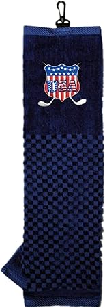 Review Golf Bag Towel Tri Fold Club with Grommet Men Women Large with 1 Free Golf Ball Towels Set, Trifold USA Eagle Flag Pattern 16”X 22”, Gifts Embroidered Pack (USA)