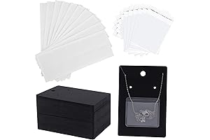 100 Pack Black Necklace Earring Display Cards with Storage