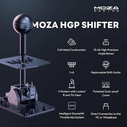 MOZA HGP Racing Shifter 7+R Simulateur de vitesses USB pour PC, modèle H avec verrouillage R et 7ème vitesses, connexion USB au PC, facile à monter - 2