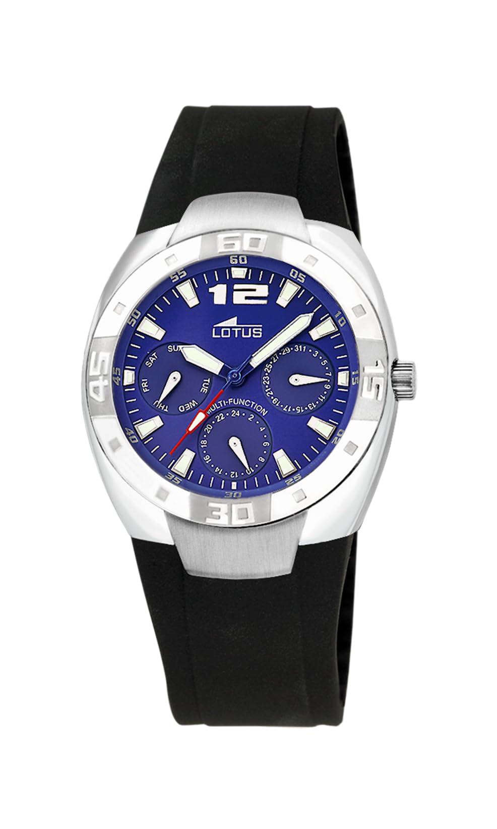 LOTUSReloj Hombre 15333/D Outlet Caja de Acero Inoxidable 316l Plateado Correa de Caucho Negro