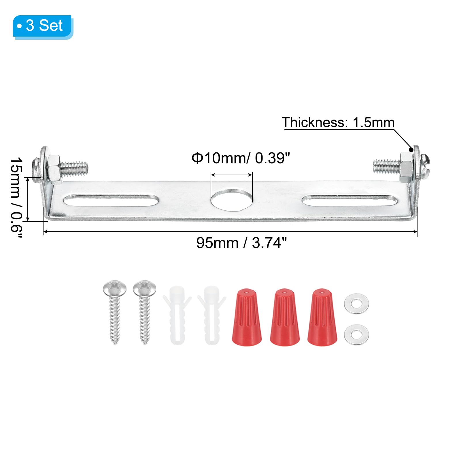 PATIKIL 95mm (3.7") Universal Light Fixture Mounting Bracket Kit - Image 2