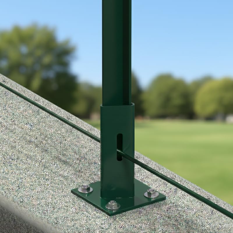 RETELANDIA L'OUTLET DELLE RECINZIONI Base Verde per Palo a T 30 mm a Tassellare su Muretto e Cemento con Piastra - Kit 8 basi
