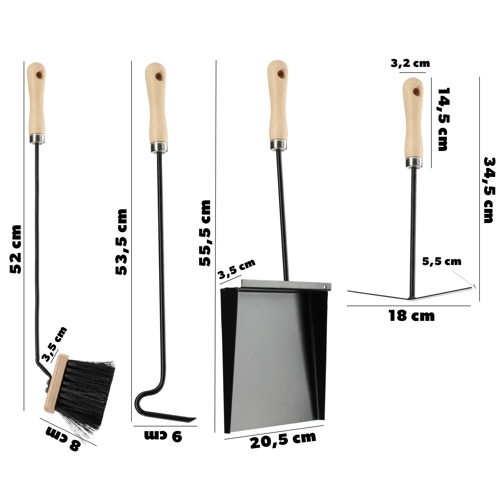 KADAX Moderno juego de utensilios para chimenea, juego de 5 piezas para chimenea, juego de accesorios para chimenea con atizador, pala para cenizas, escoba de chimenea, rascador de cenizas y soporte