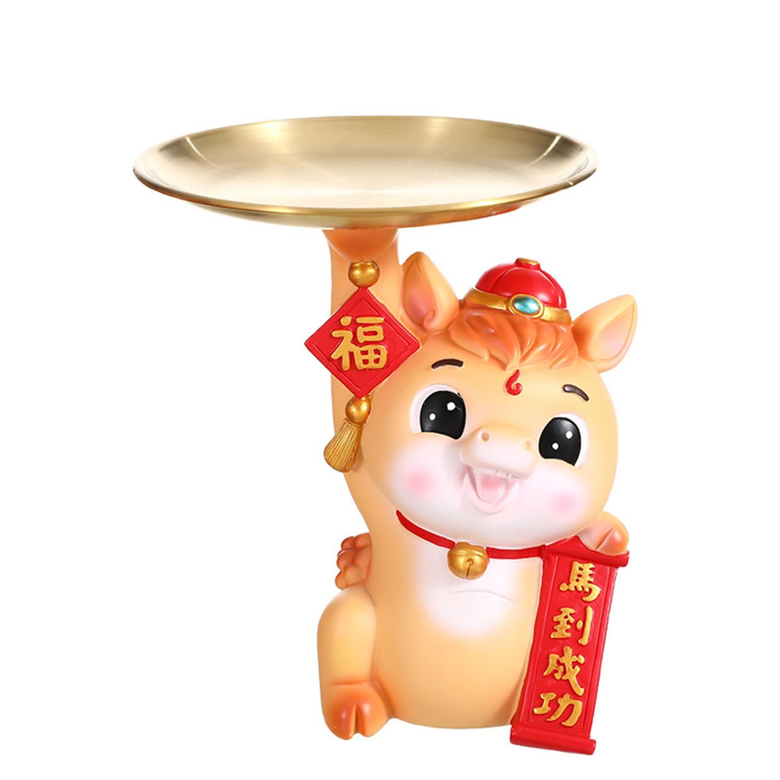 Msioytog Culture Horse Entryway Storage Tray Small Items Holder Optional Theme for Home Decoration Resin Metal Tray