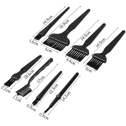 Miniatura 3 de Onwon 8 cepillos antiestáticos portátiles con mango de plástico de nailon, cepillos de limpieza antiestáticos, kit de cepillo de teclado para