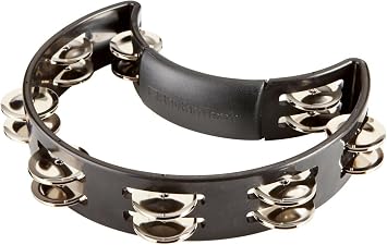RhythmTech RT1010 Tambourine, Nickel Jingles, Black