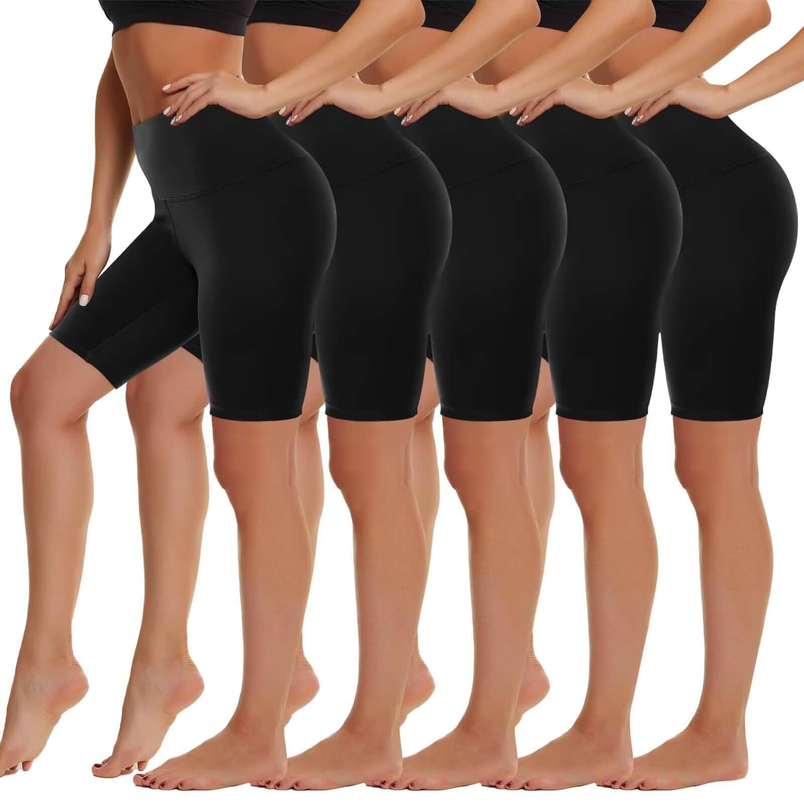 5 Pack Biker Shorts Women 5"/8" High Waist Spandex Workout Yoga Running Soft Comfort Fabric,Tummy Control,4-Way Stretch,Non see through,Breathable,Athletic Gym Casual Lounge,Plus Size,S-4XL