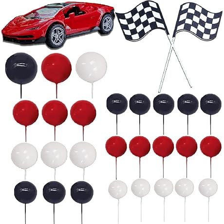30 PCS Race Car Cake Decorations