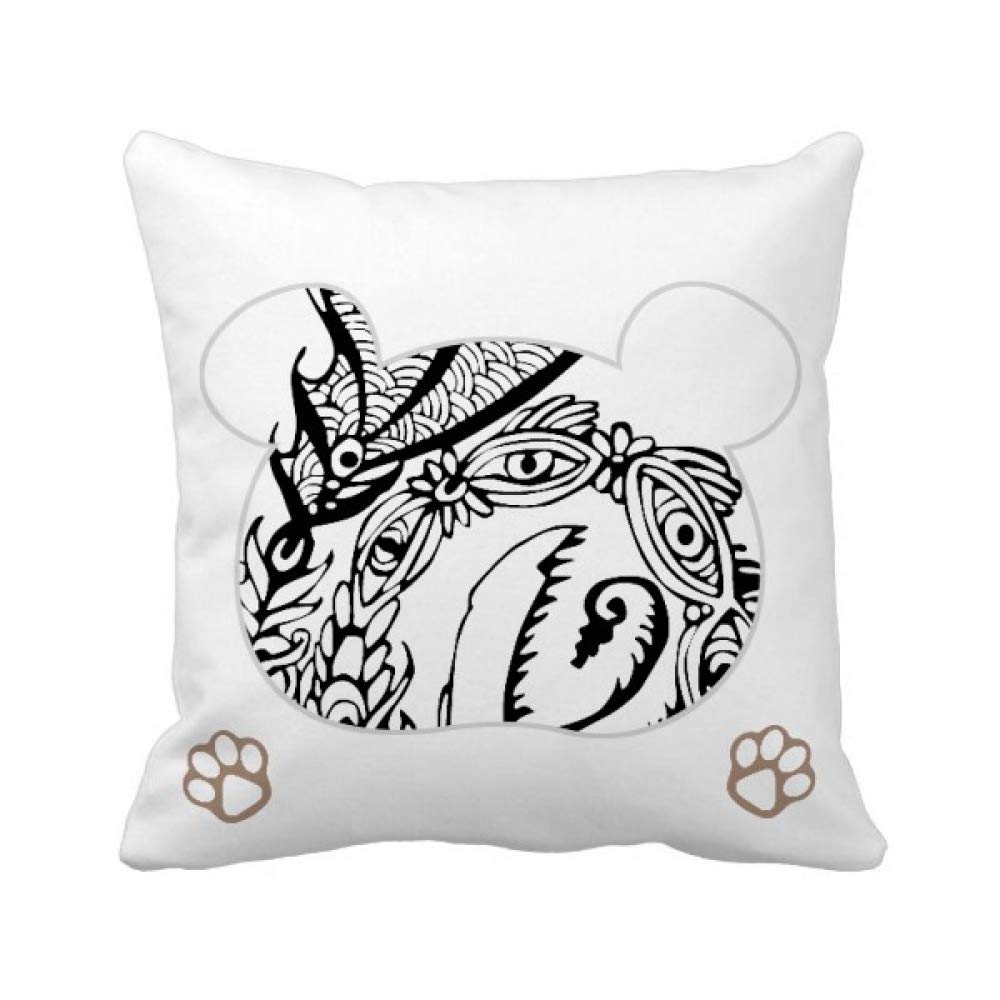 Housse de coussin ours dragon chinois carré 45x45 cm décoration salon