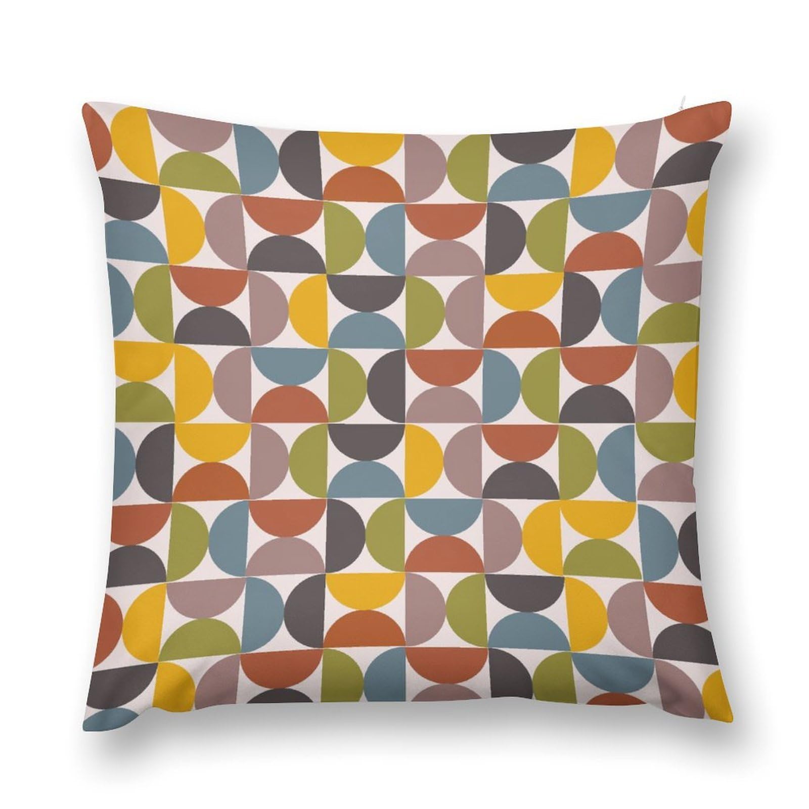 Mid Century Throw Pillow Cover, Vintage Abstract Colorful Boho Modern Geometric Art Circles Circular Couch Sofa Pillowcases Classic Minimalist Farmhouse Cushion Case for Home Bed 18x18inch