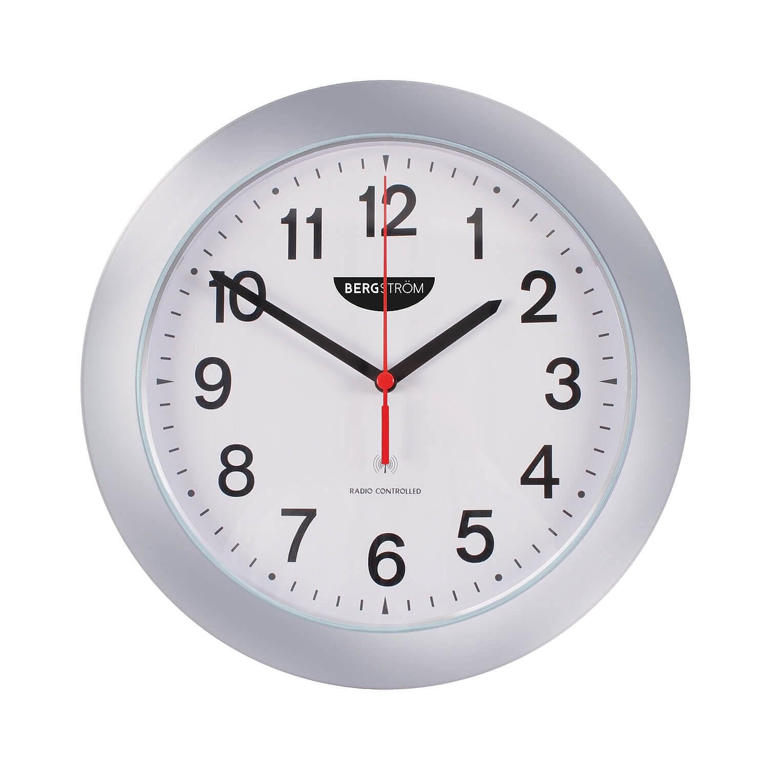 Bergstrom Radio Controlled Wall Clock In Silver With Easy-Read NumbersAnalogue ClockAccurate To 1 Sec In 60 Million Years from B&Q