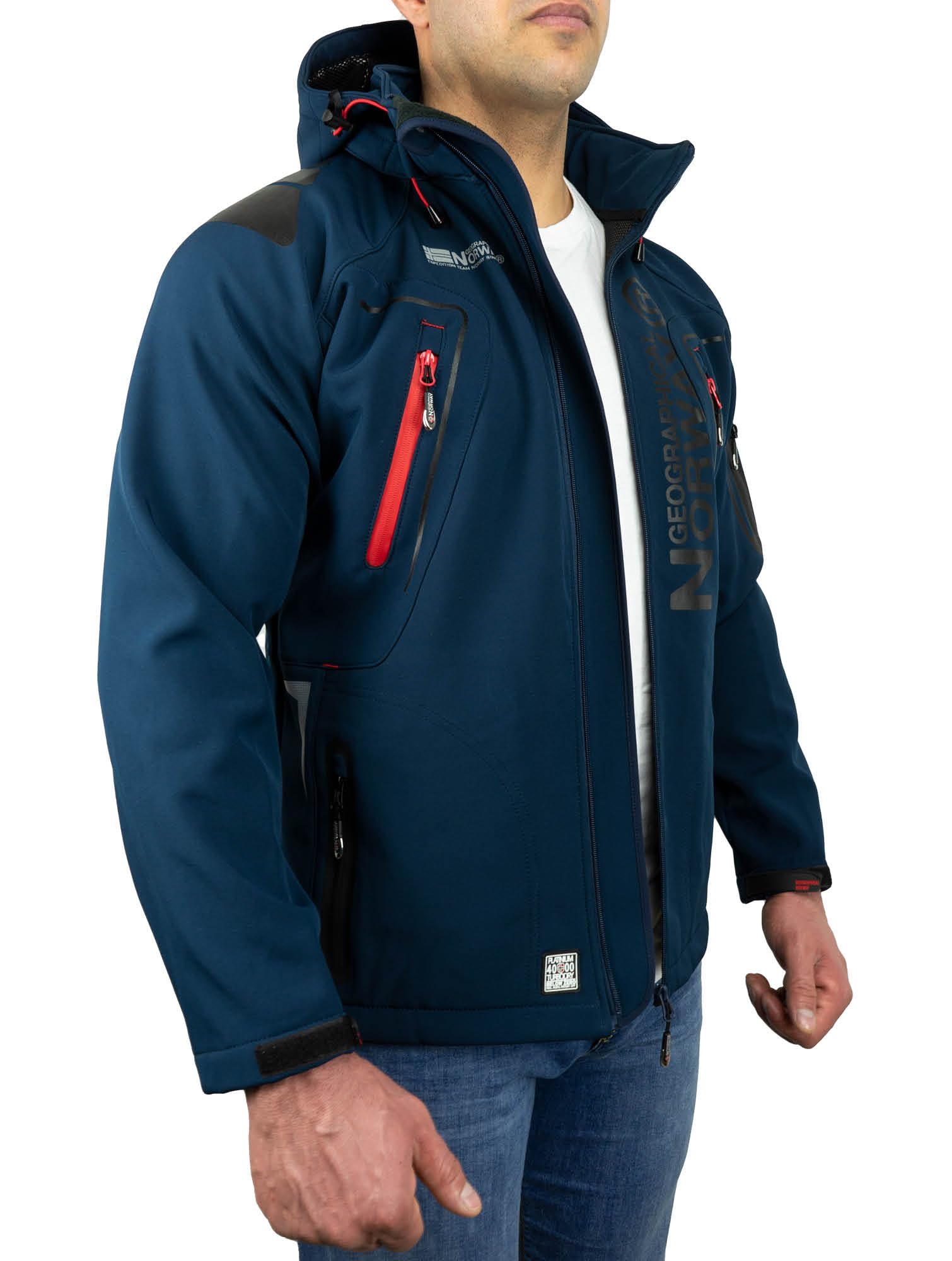 Geographical Norway Herren Softshelljacke Wasserbeständige Winddichte Atmungsaktive Übergangsjacke mit Kapuze Brandiing- Production
