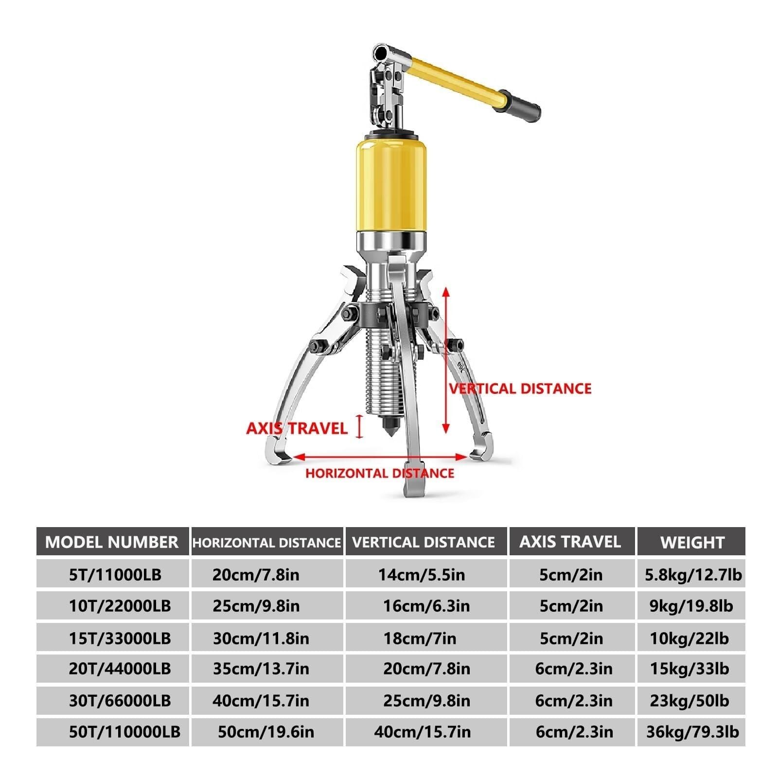 Heavy Duty Hydraulic Puller, 50T Hydraulic Puller, Bearing Puller with 50cm/19.6