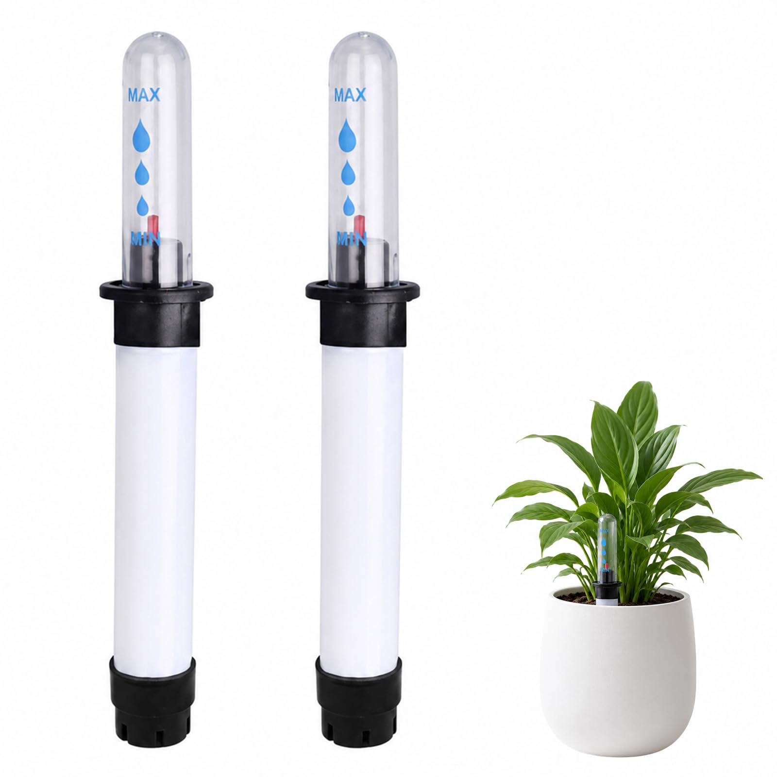 WVGSXBO 2Pcs Plant Water Level Indicator, 16.5cm Physical Soil Moisture Gauge for Potted Plants, Battery-Free Water Shortage Reminder Probe with Red Buoy, Plastic Monitor for Indoor Outdoor Gardening