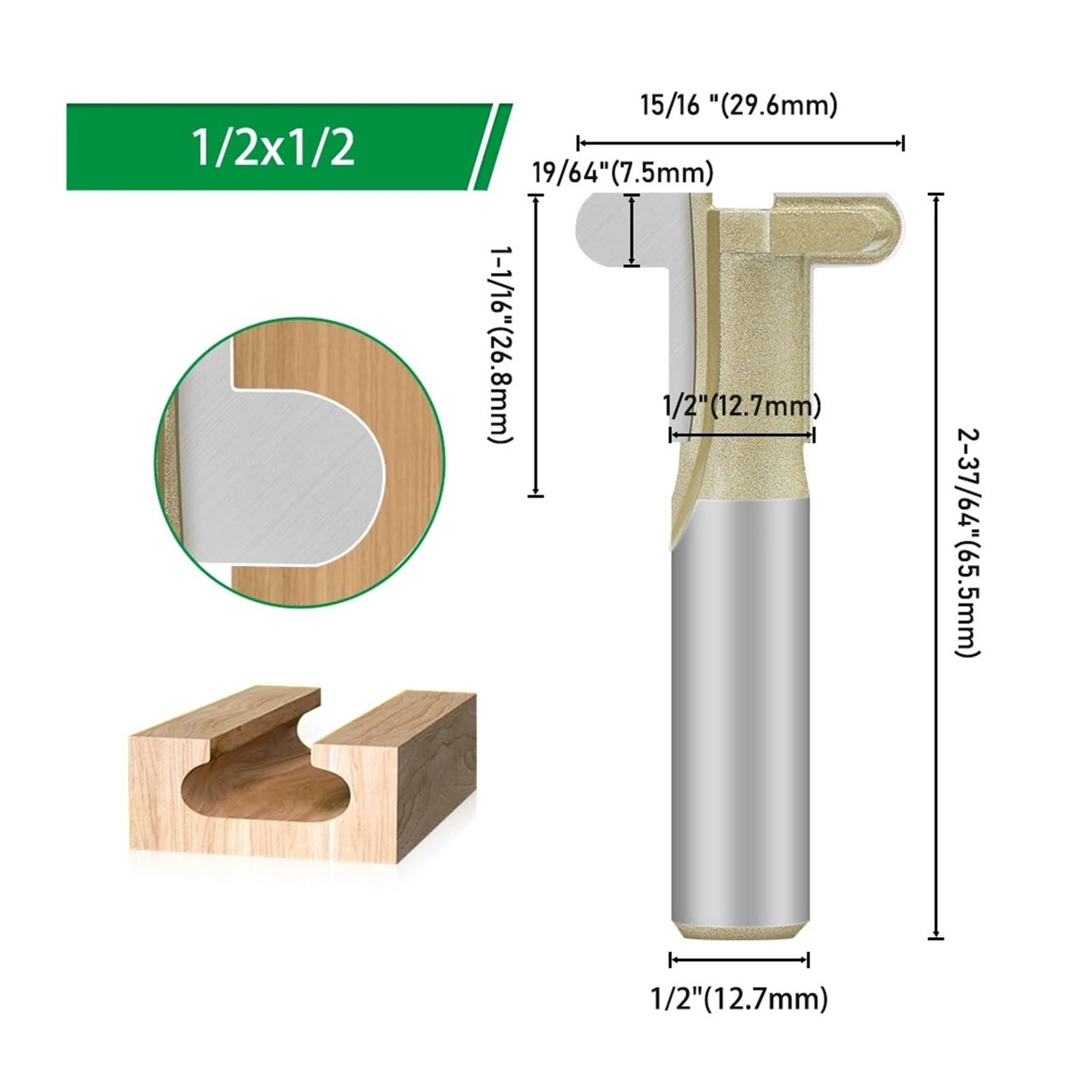 Punta for fresa for cassetto con gambo da 1/2".