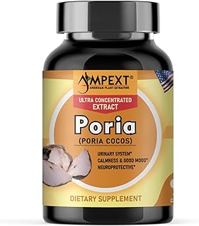 Poria Cocos Mushroom Extract - Premium Quality, Only Fruiting Bodies Extract, Antioxidant, Kidney Support, Calmness & Good Mood, Cardiovascular Boost, 90 Veg Caps.