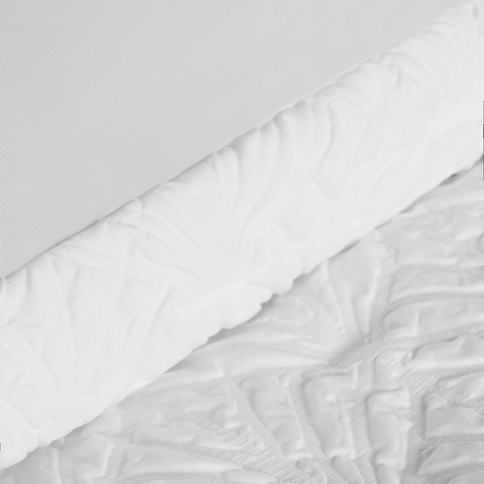 OHS Set di biancheria da letto matrimoniale con motivo geometrico, ultra morbido, decorativo, in rilievo, moderno, di lusso, copripiumino matrimoniale con federe, bianco