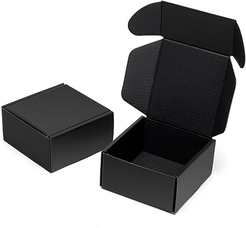 Cajas de envío pequeñas de 4 x 4 x 2 pulgadas, paquete de 25 cajas de correo de cartón corrugado negro para pequeñas empresas, correo de literatura disponible en Yaxa Venezuela