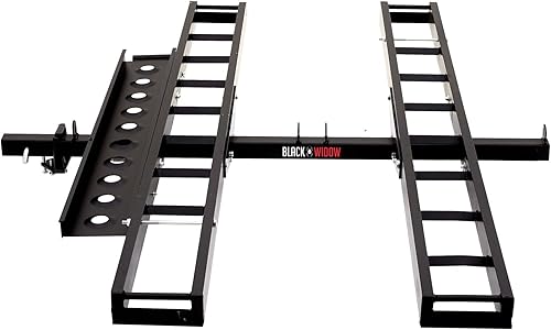 Miniatura 5 de Black Widow Portador de Enganche Doble para Motocicleta de Aluminio Anodizado Ligero Resistente al Óxido con Rampa de Carga, Capacidad de 600 lb.,
