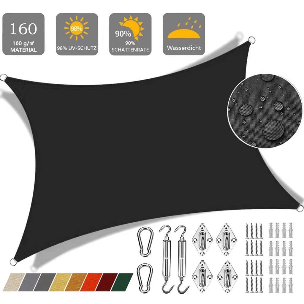 Amazon.de: Sonnensegel Obi quadratisch 4x6.5m Sonnenschutz Wasserdicht  Sonnenschutzblende Atmungsaktiv Fr Terrasse mit Befestigung, Schwarz