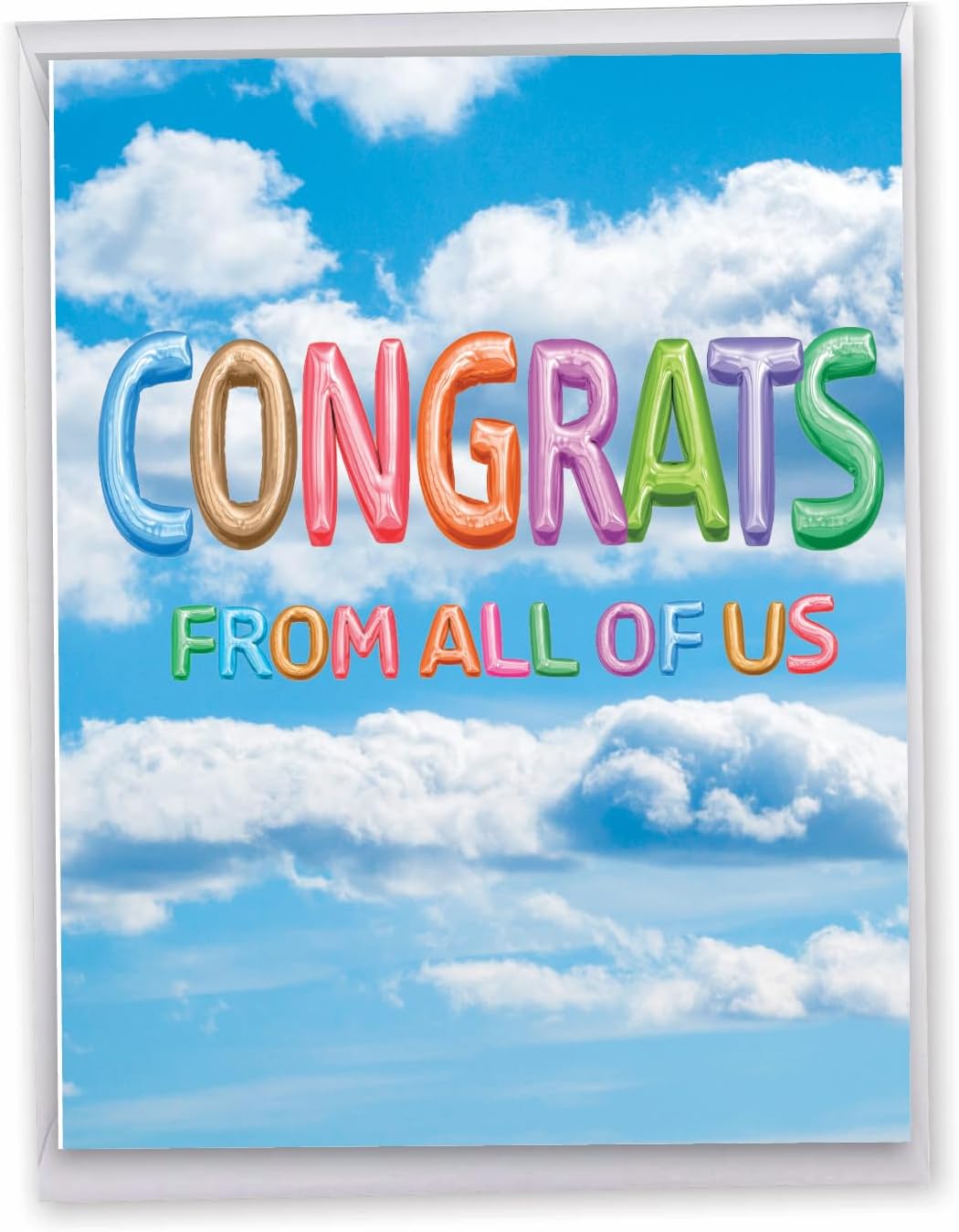 Best Card Co Big Congrats Card Jumbo (8.5 x 11 Inch) Balloon Group Notecard Whimsical Balloons (Not 3D or Raised) Inflated Messages Congrats for Men and Women J5651PCGG-US