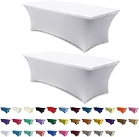 Vista 12 de ABCCANOPY - Funda de mesa de spandex elástica de 4 pies, mantel ajustado y resistente a arrugas, reutilizable para mesas plegables rectangulares