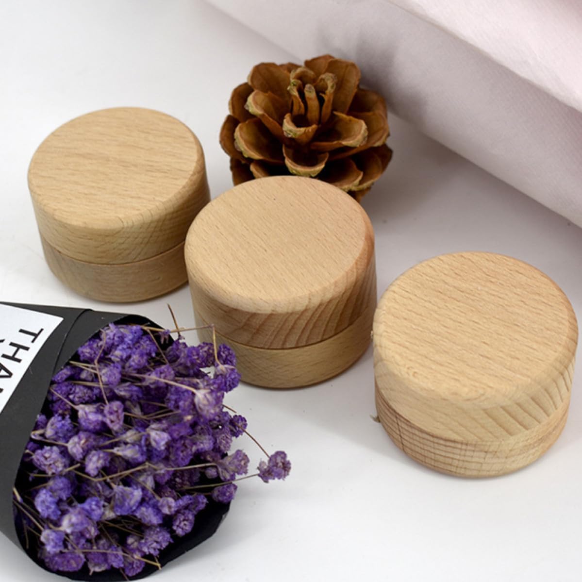 SHINEOFI Wooden Ring Box with Cover, Simple Safe Jewelry Holder image 4