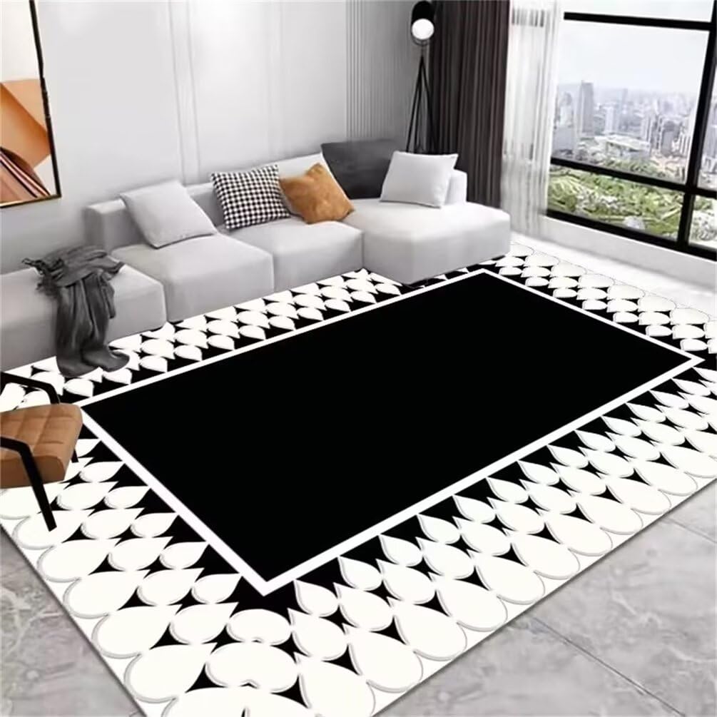 Tapis chambre ado noir et lavable 100x200cm pour un espace moderne