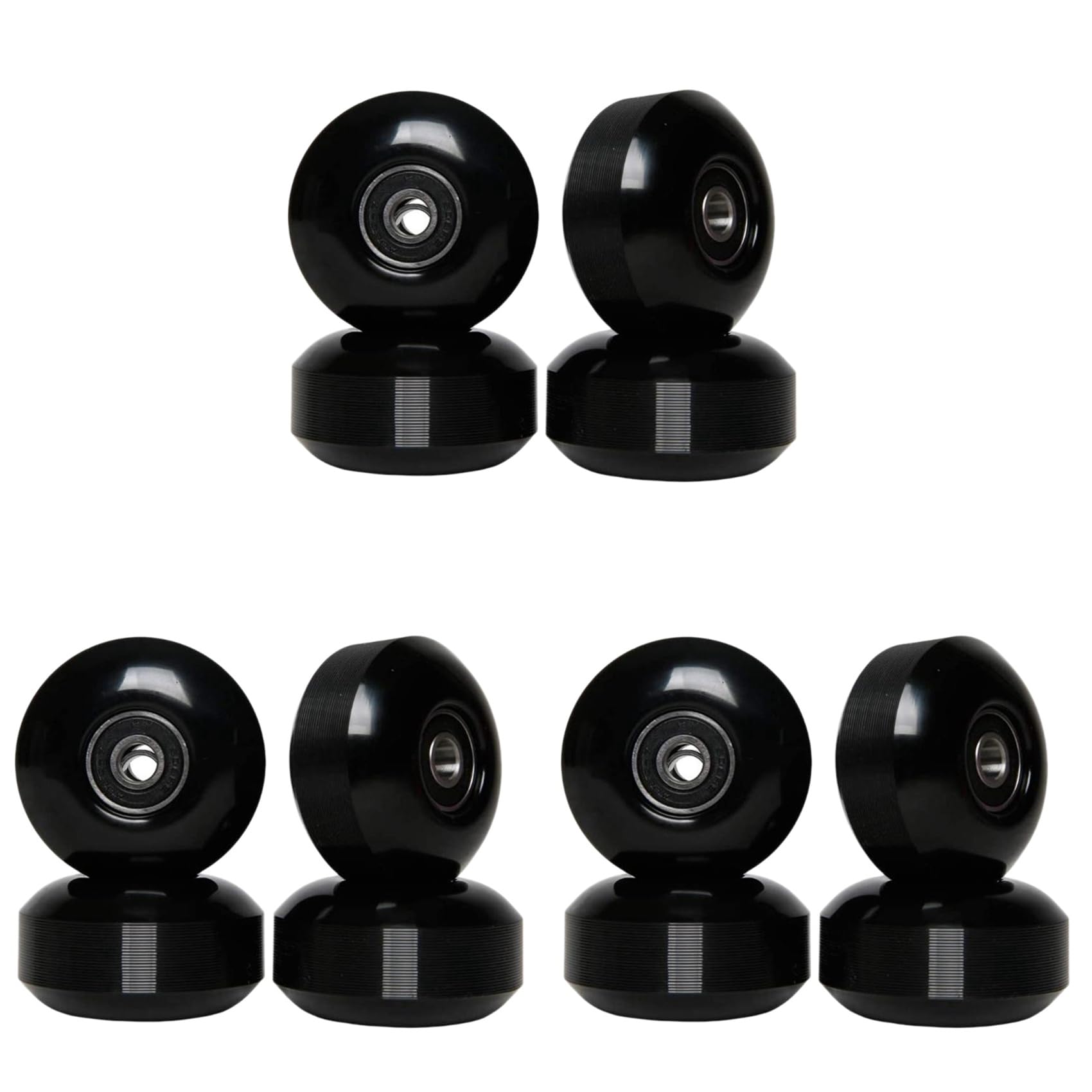 Ruedas de Skate con Rodamientos Ruedas de PU de Calle de 52X30 mm Piezas de Skate Ruedas de Crucero Longboard (Juego de 12) Negro