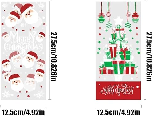 Miniatura 3 de VEYLIN 120 bolsas de celofán de Navidad, bolsas de dulces de celofán de Navidad con lazos para recuerdos de fiesta de vacaciones