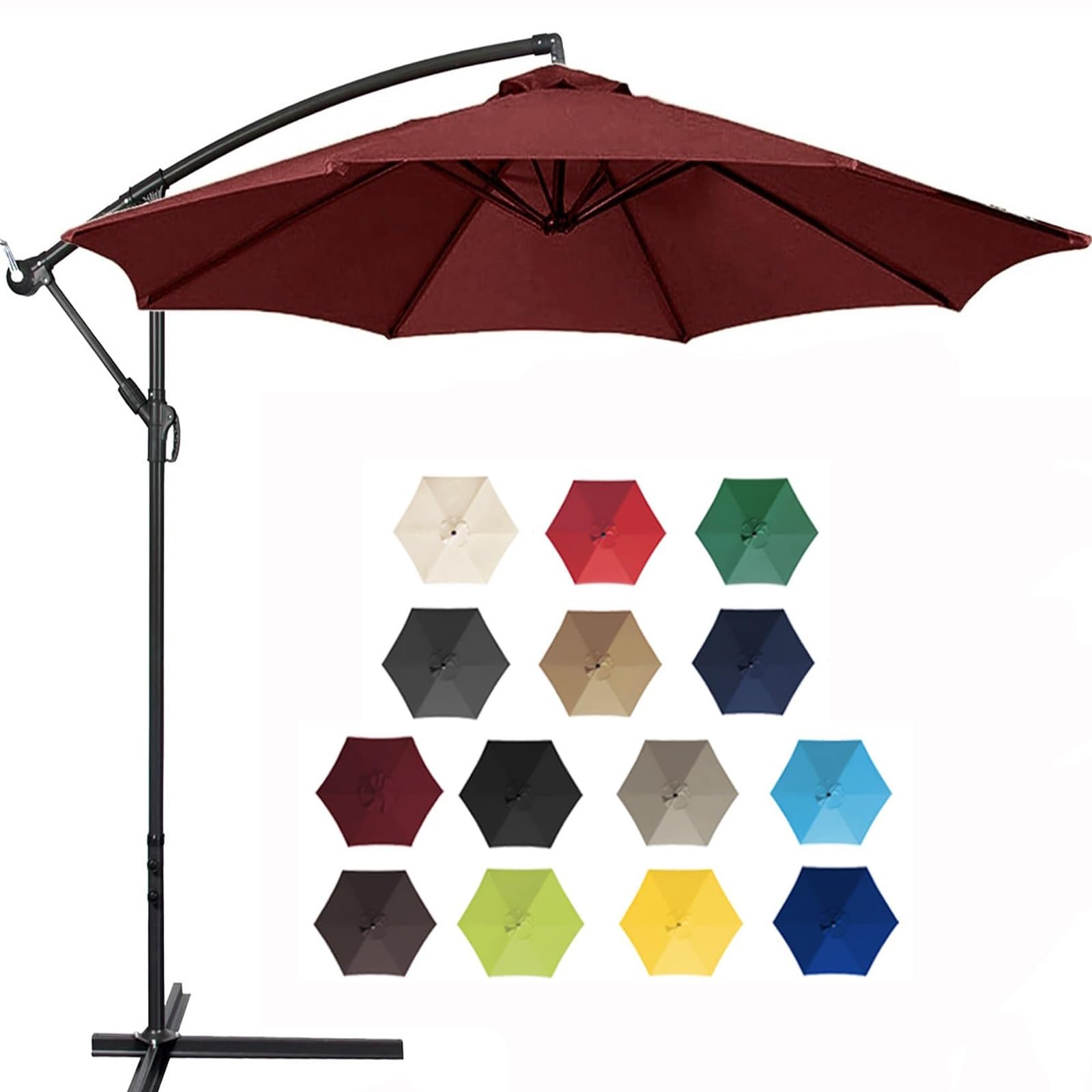 HAOKKV Replacement Parasol, replacement parasol cover 2.0m/2.7m/3.0m+6 Arms replacement parasol fabric cover for Garden Umbrella(Burgundy,3.0m/9.8ft)