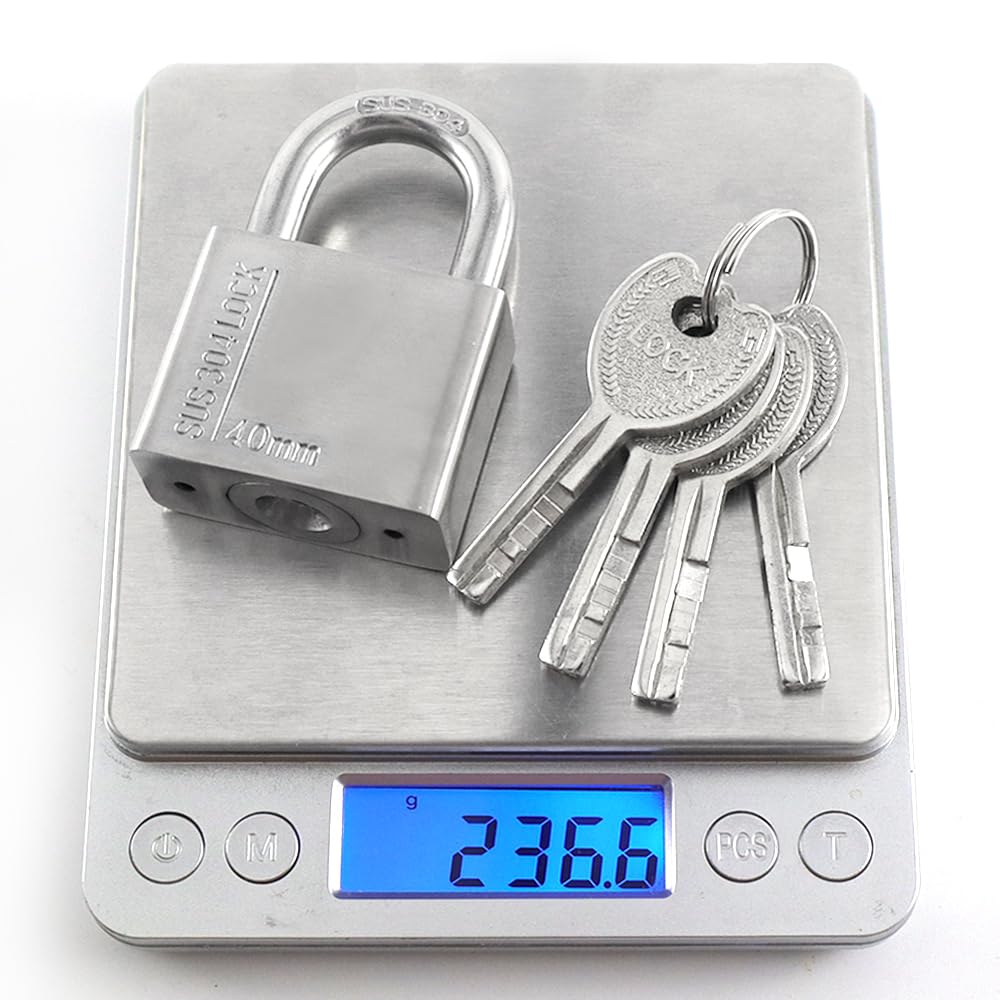 40mm 304 Stainless Steel Padlock with 4 Keys Waterproof Rustproof