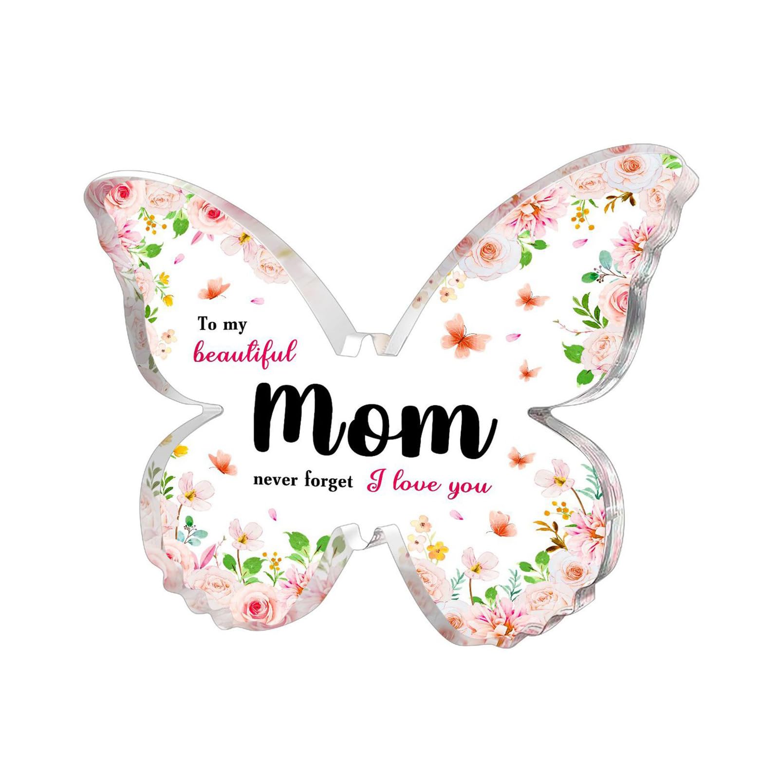 Auony Gifts for Mum, Butterfly-shaped Acrylic Plaque Mum Birthday Gifts, Mothers Day Gifts To My Beautiful Mum from Daughter
