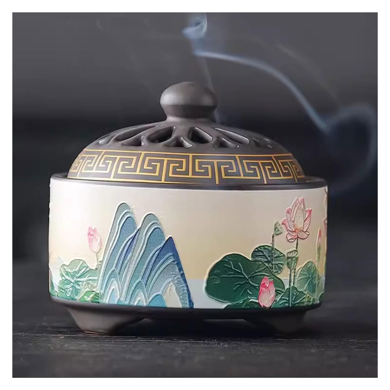 Incensiere a Cascata Bruciatore di incenso Bruciatore for aromaterapia in ceramica Ornamenti di Buddha for interni domestici Bruciatore di incenso di grande paesaggio antico Brucia Incenso In Ceramica