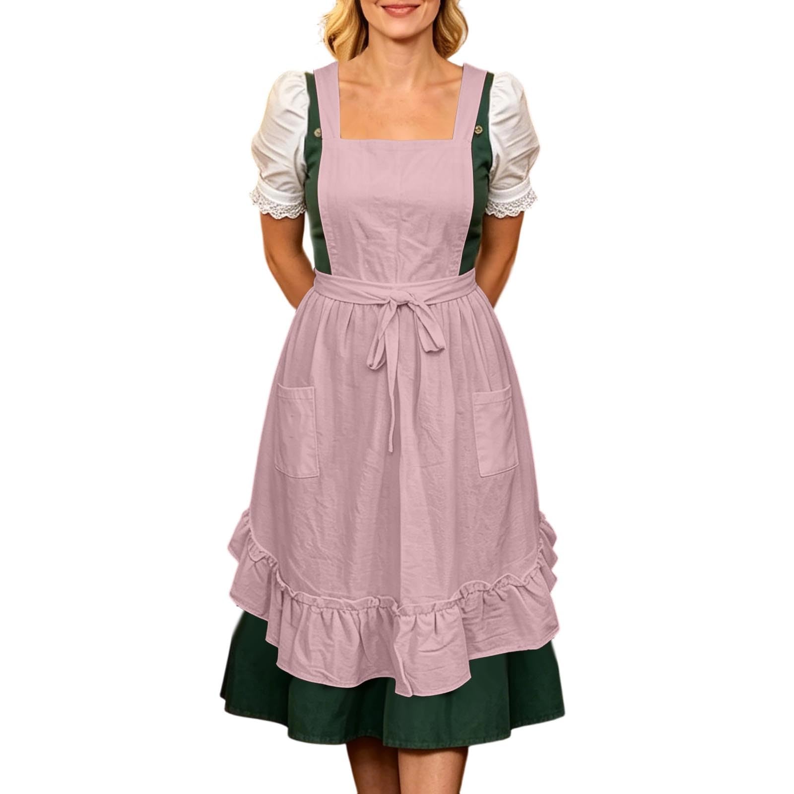 Midi Dirndl Schürze Damen, Dirndlschürze mit Bindeband, Trachtenmode Trachtenschürze für Oktoberfest, Traditioneller Trachten Dirndlschürze, Cosplay Kostüm