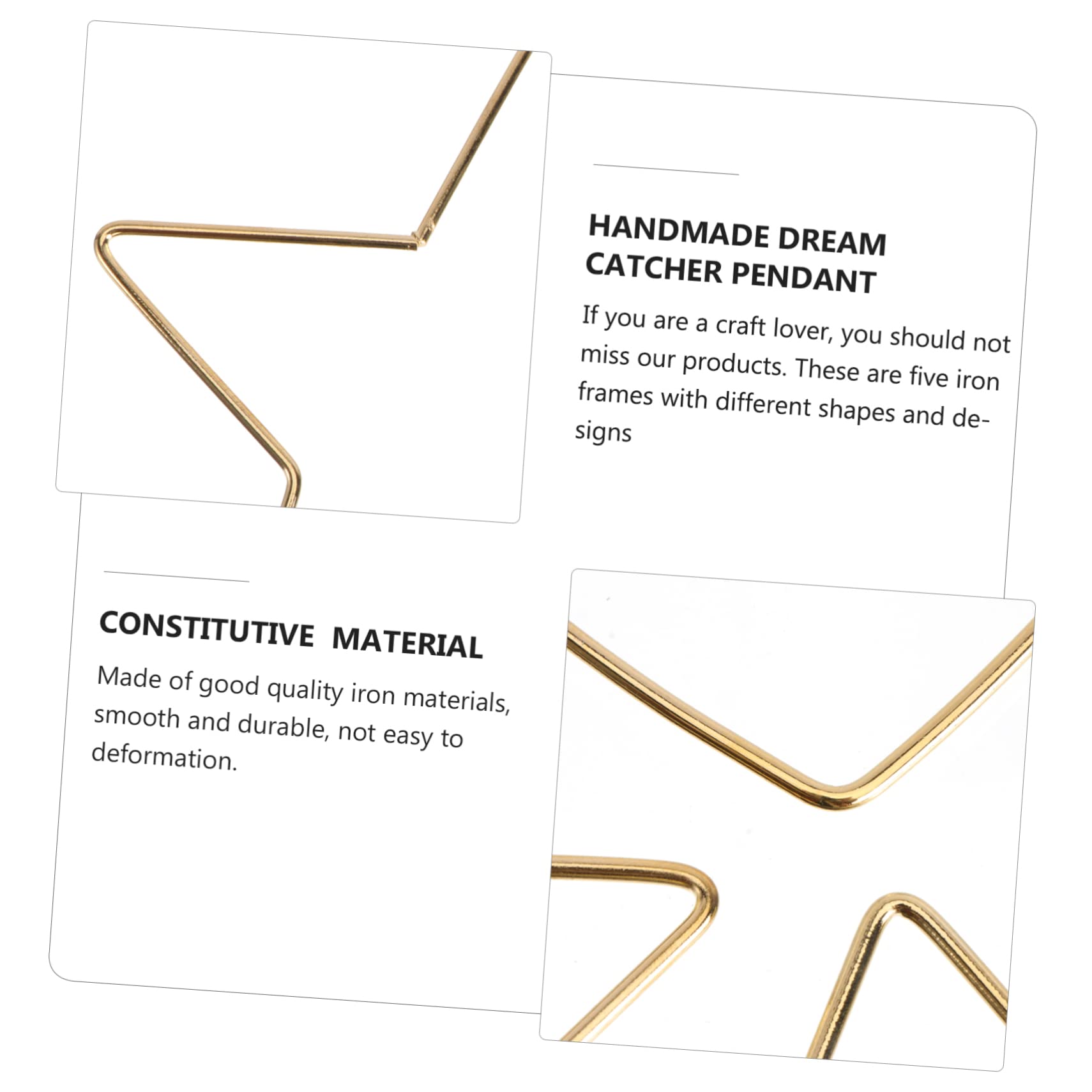 Unomor 10pcs Decorative Dreamcatcher Frame Moon Star Heart Craft Supplies for Wreaths Garlands Wind Chimes Smooth Material Elegant Design